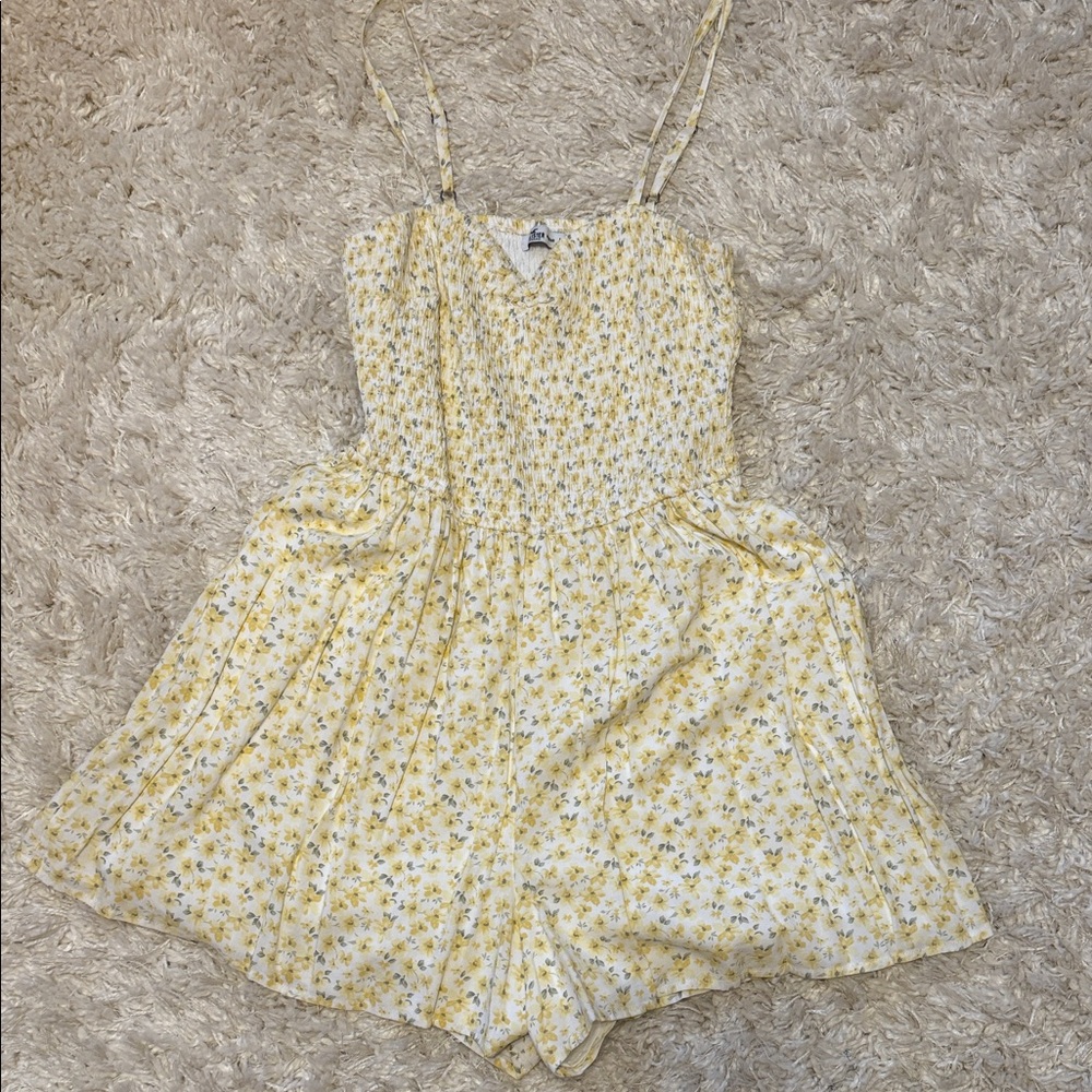 Hollister White and Yellow Floral Romper
